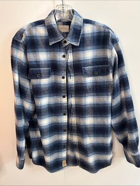 Jachs Blue & White Plaid Flannel Button-Front Shirt